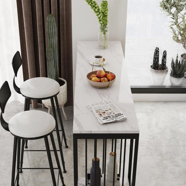 Contemporary Metal Frame Bar Dining Table Rectangle Bar Table with Storage