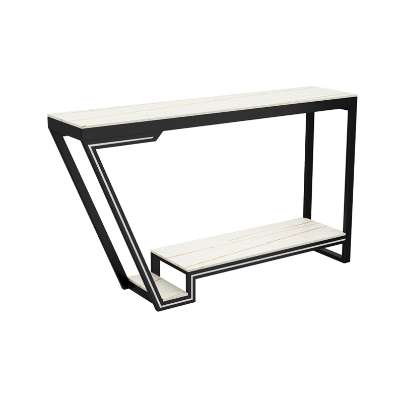 Glam Sintered Stone Bistro Bar Table Rectangle Metal Base Bar Table