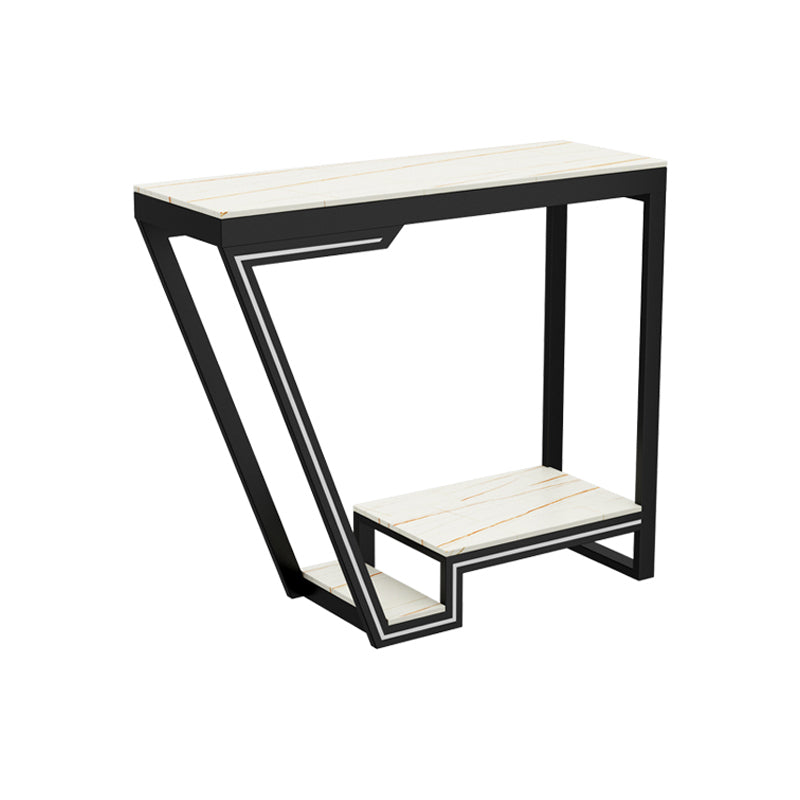 Glam Sintered Stone Bistro Bar Table Rectangle Metal Base Bar Table