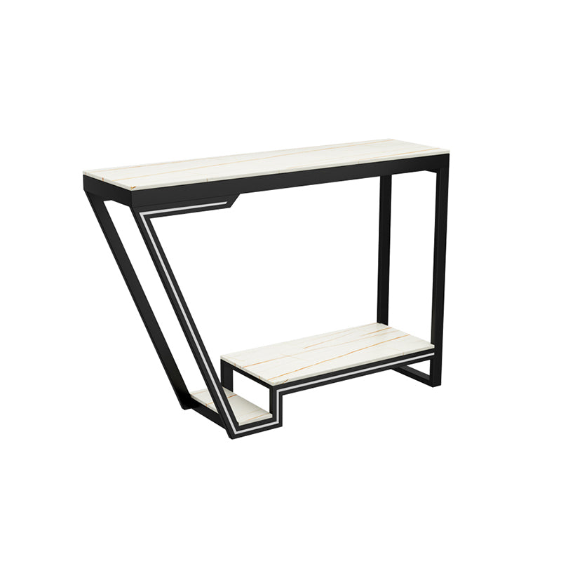 Glam Sintered Stone Bistro Bar Table Rectangle Metal Base Bar Table