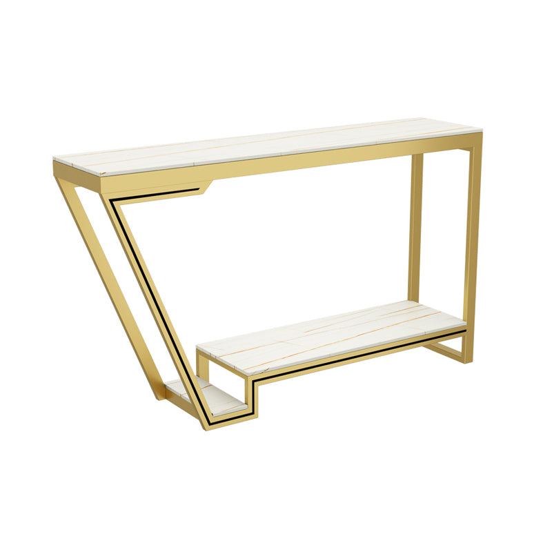 Glam Sintered Stone Bistro Bar Table Rectangle Metal Base Bar Table