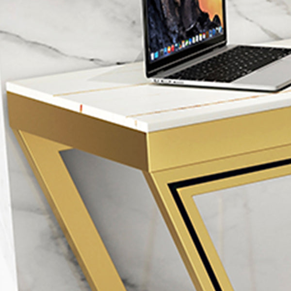 Glam Sintered Stone Bistro Bar Table Rectangle Metal Base Bar Table