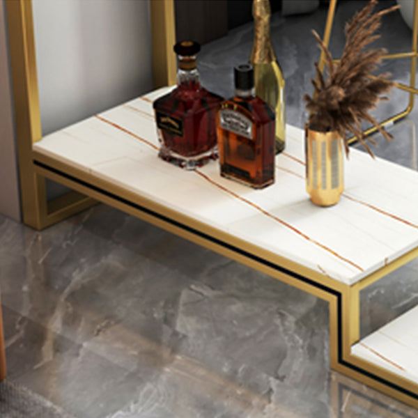 Glam Sintered Stone Bistro Bar Table Rectangle Metal Base Bar Table