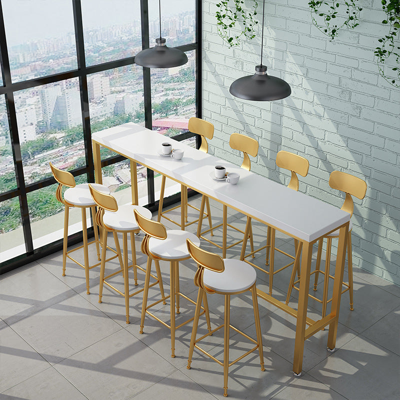 Pine Solid Wood Bar Height Table Glam Rectangle Indoor Bar Table