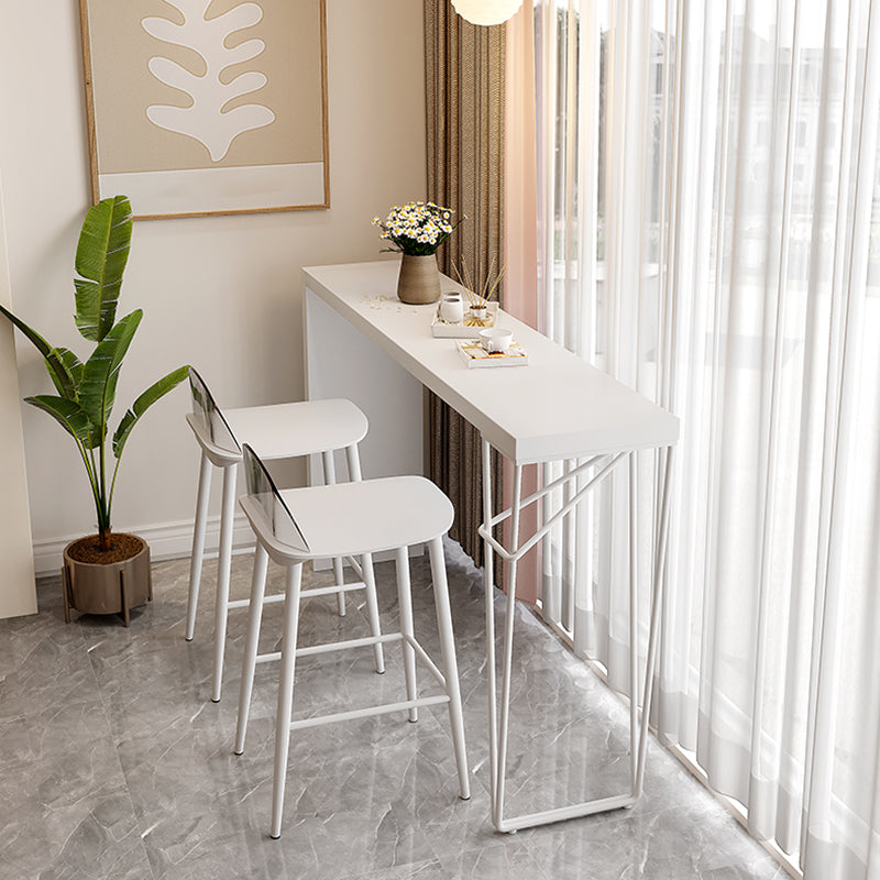 Modern White Bistro Bar Table Rectangle Solid Wood Bar Table for Home