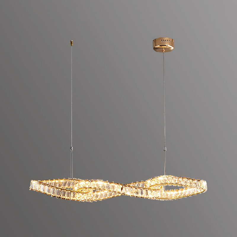 Nordic Style Crystal Hanging Lamp Geometry Shape Island Light Fixture for Bedroom