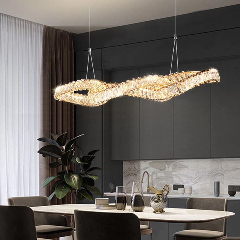 Nordic Style Crystal Hanging Lamp Geometry Shape Island Light Fixture for Bedroom