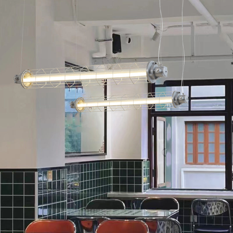 Industrial Style Aluminum Hanging Lamp Cylinder Shape Island Light Fixture for Living Room