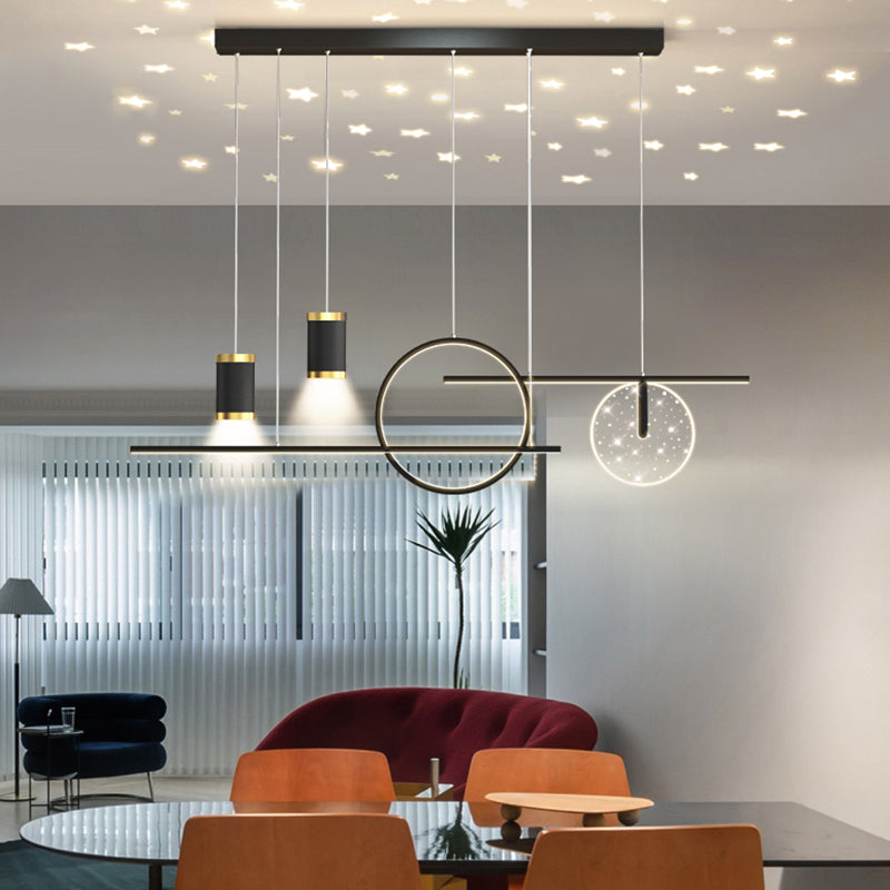 Modern Simple Metal Hanging Lamp Circle Shape Island Light Fixture for Living Room