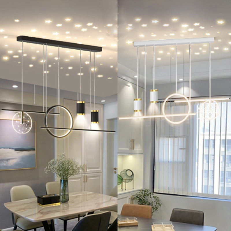 Modern Simple Metal Hanging Lamp Circle Shape Island Light Fixture for Living Room