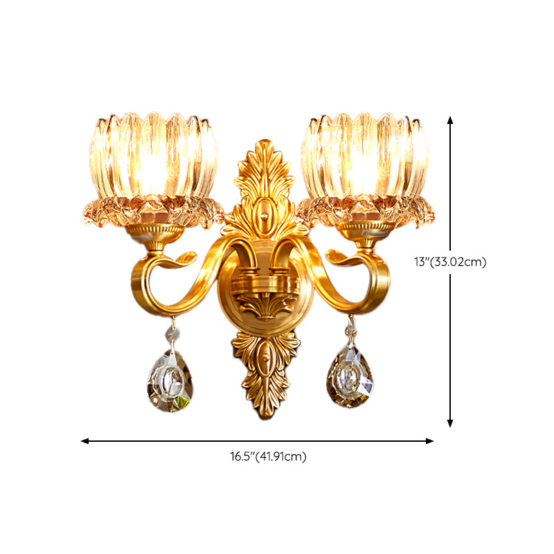 1 / 2 - Light Solid Brass Wall Sconce Post Modern Wall Armed Sconce with Crystal Accent