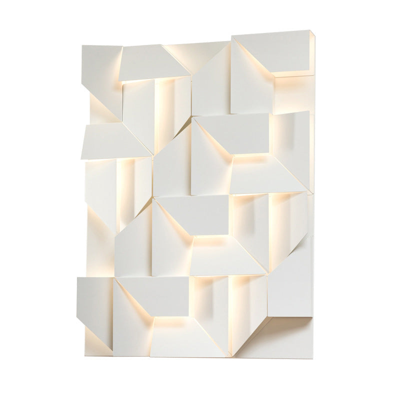 Modern Rectangle LED Wall Mount in Mate White Finish Geometric Wall Lighting