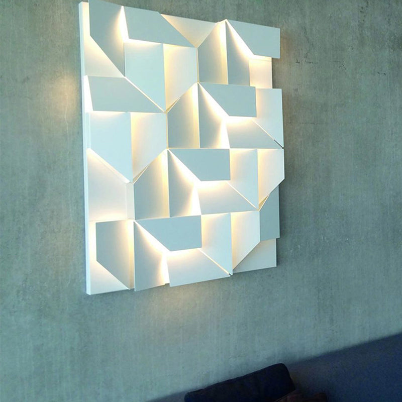 Modern Rectangle LED Wall Mount in Mate White Finish Geometric Wall Lighting