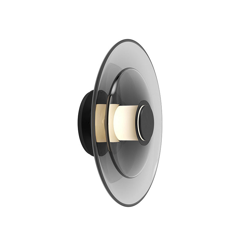 Minimalist 1 - Light LED Wall Mount Round Iron and Glass Wall Sconce in Gold / Black
