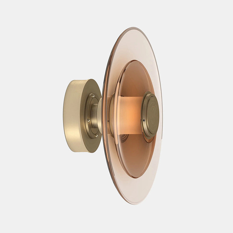 Minimalist 1 - Light LED Wall Mount Round Iron and Glass Wall Sconce in Gold / Black