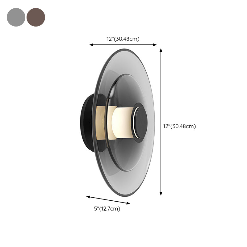 Minimalist 1 - Light LED Wall Mount Round Iron and Glass Wall Sconce in Gold / Black