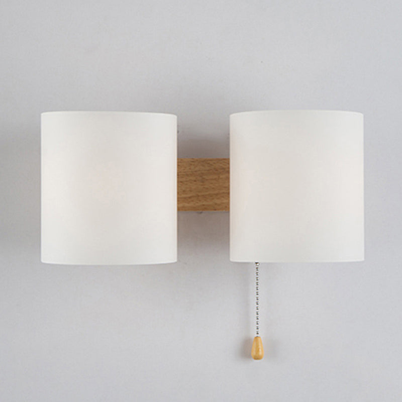 Nordic Wall Sconce Cylinder Wall Light Fixture with Wood for Bedroom