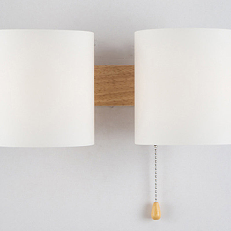 Nordic Wall Sconce Cylinder Wall Light Fixture with Wood for Bedroom