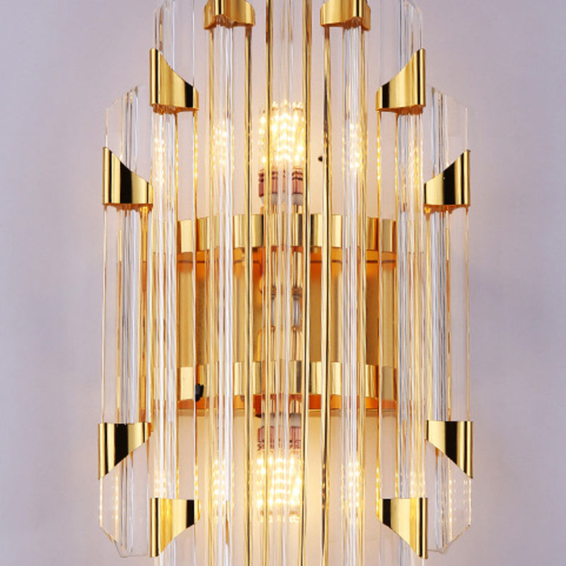 Geometric Shape Crystal Wall Mount Light Modern Style 2-Lights Wall Light Sconce in Gold