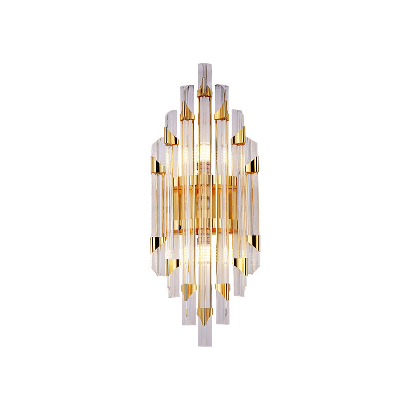 Geometric Shape Crystal Wall Mount Light Modern Style 2-Lights Wall Light Sconce in Gold