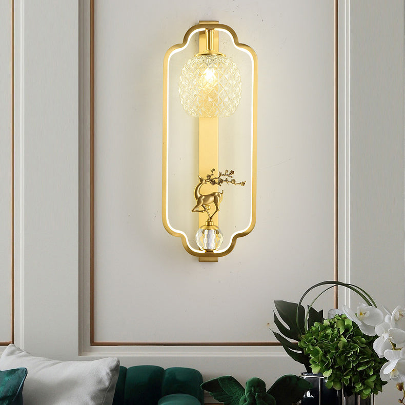 Light Luxury Wall Mount Light Copper Geometry Shape Wall Lamp for Bedroom