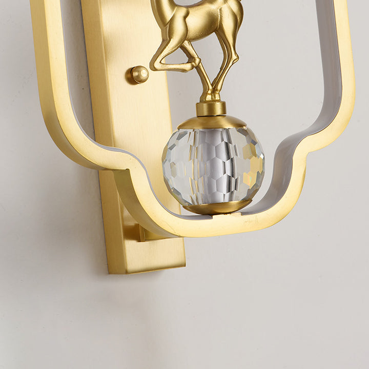 Light Luxury Wall Mount Light Copper Geometry Shape Wall Lamp for Bedroom