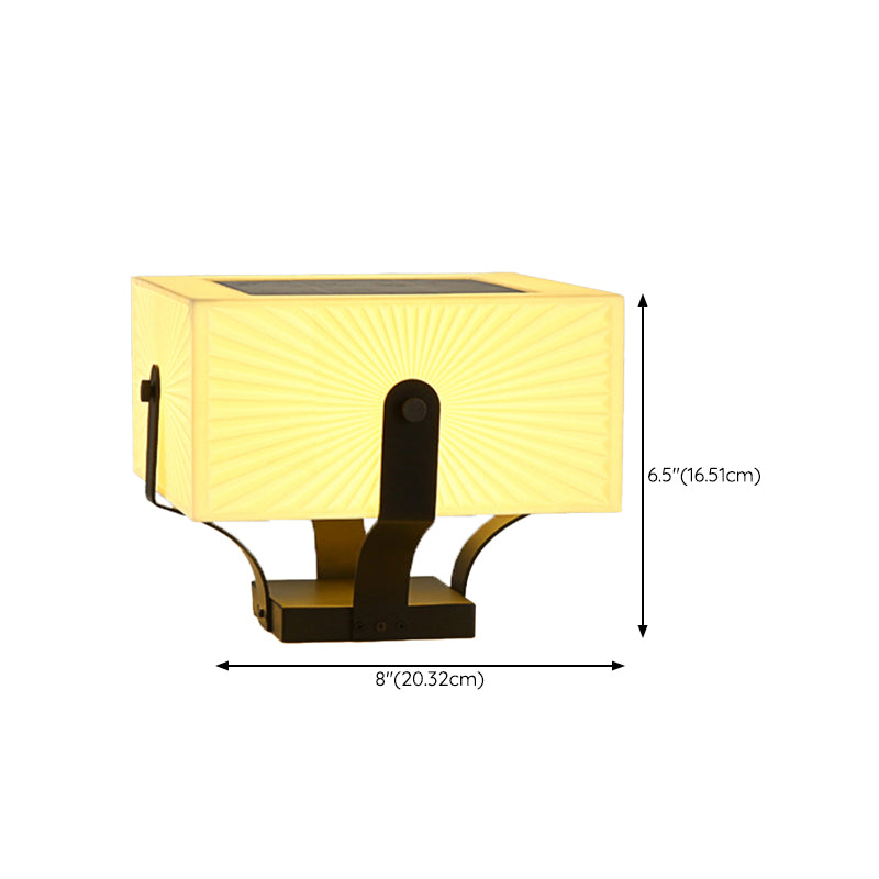 Metal Rectangular Shape Outdoor Lights Modern 1-Light Solar Pillar Lamp in Black