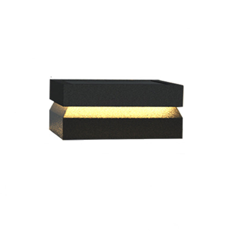 Rectangular Shape Metal Outdoor Lights Modern Style 1-Light Solar Pillar Lamp in Black