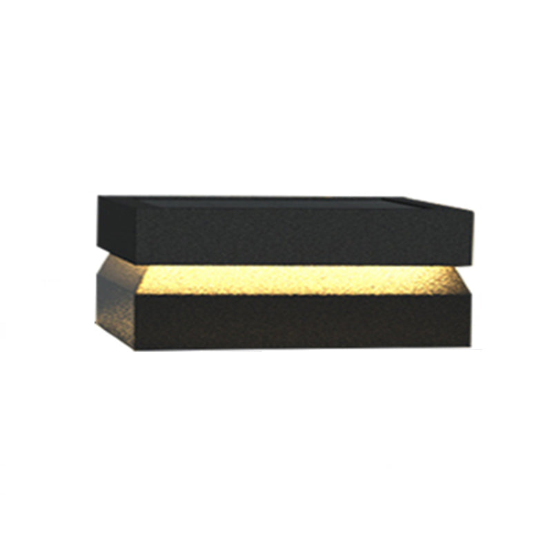 Rectangular Shape Metal Outdoor Lights Modern Style 1-Light Solar Pillar Lamp in Black
