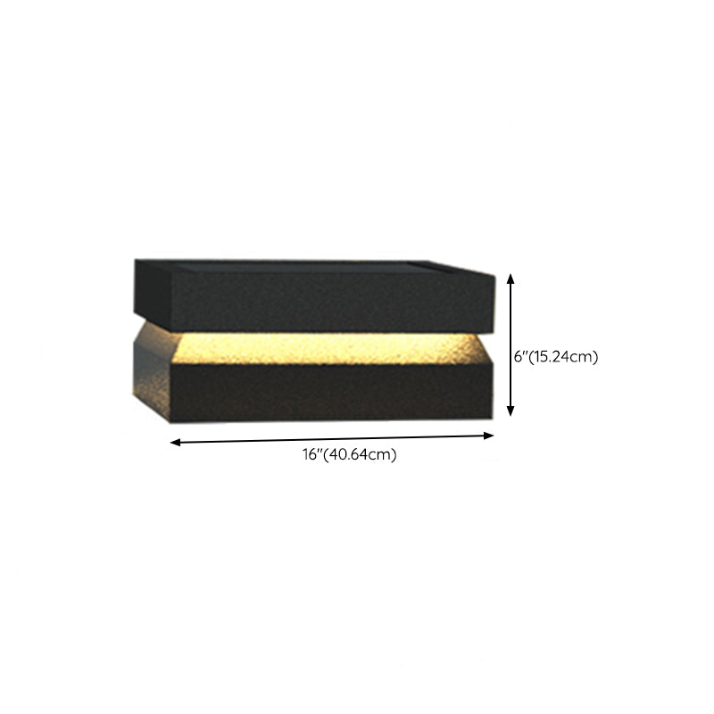 Rectangular Shape Metal Outdoor Lights Modern Style 1-Light Solar Pillar Lamp in Black