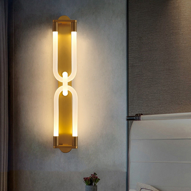 Iron and Glass Wall Mount Light Fixture in Clear and Gold Interior LED Wall Sconce