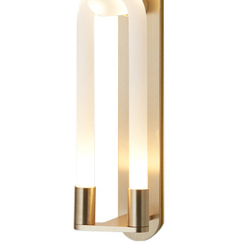 Iron and Glass Wall Mount Light Fixture in Clear and Gold Interior LED Wall Sconce