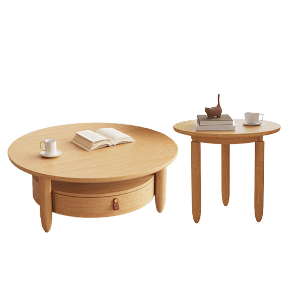 Contemporary Coffee Table Set Round Coffee Cocktail Table with Drawer