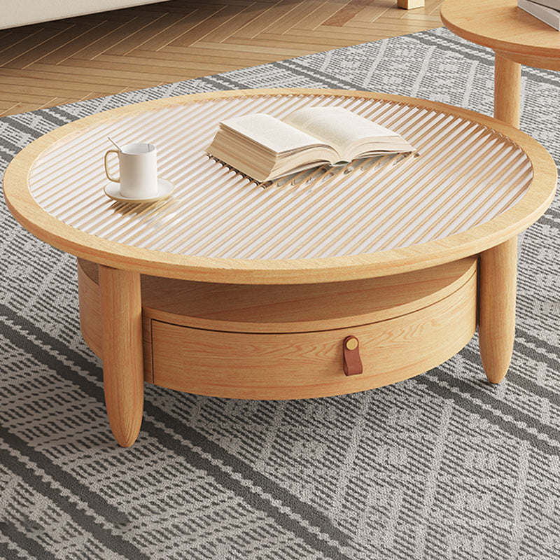 Contemporary Coffee Table Set Round Coffee Cocktail Table with Drawer