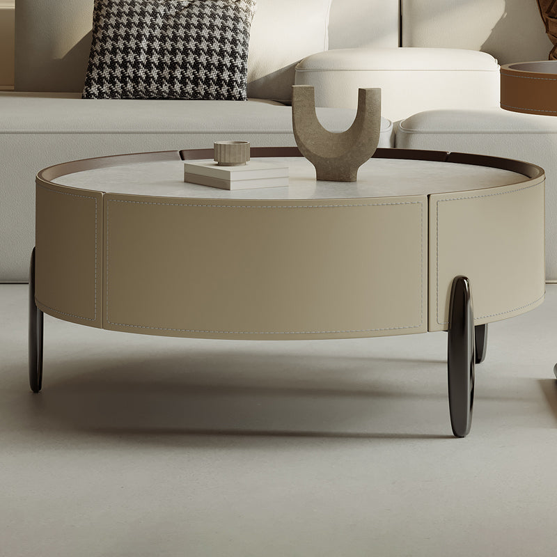 Contemporary Coffee Table Round 3 Legs Slate Coffee Cocktail Table