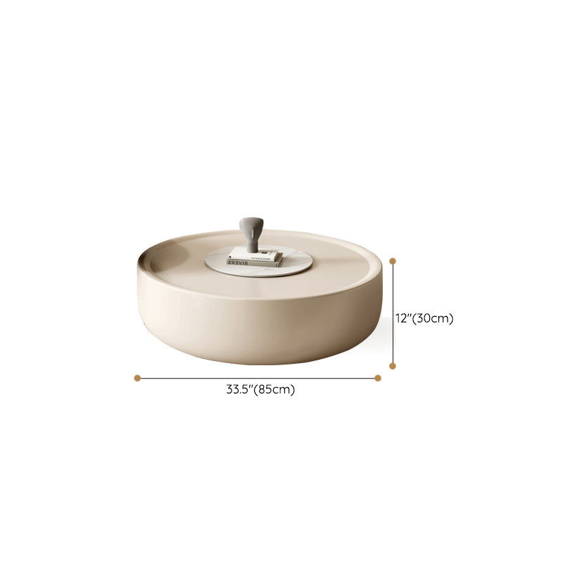 Contemporary Coffee Table Round Wooden Drum Coffee Cocktail Table