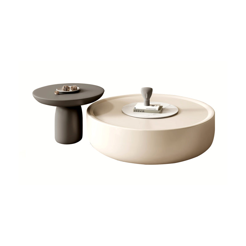 Contemporary Coffee Table Round Drum Wooden Coffee Cocktail Table