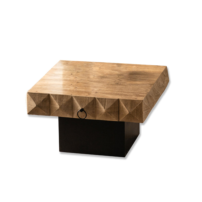 17"H Contemporary Coffee Table Solid Wood Pedestal Coffee Cocktail Table