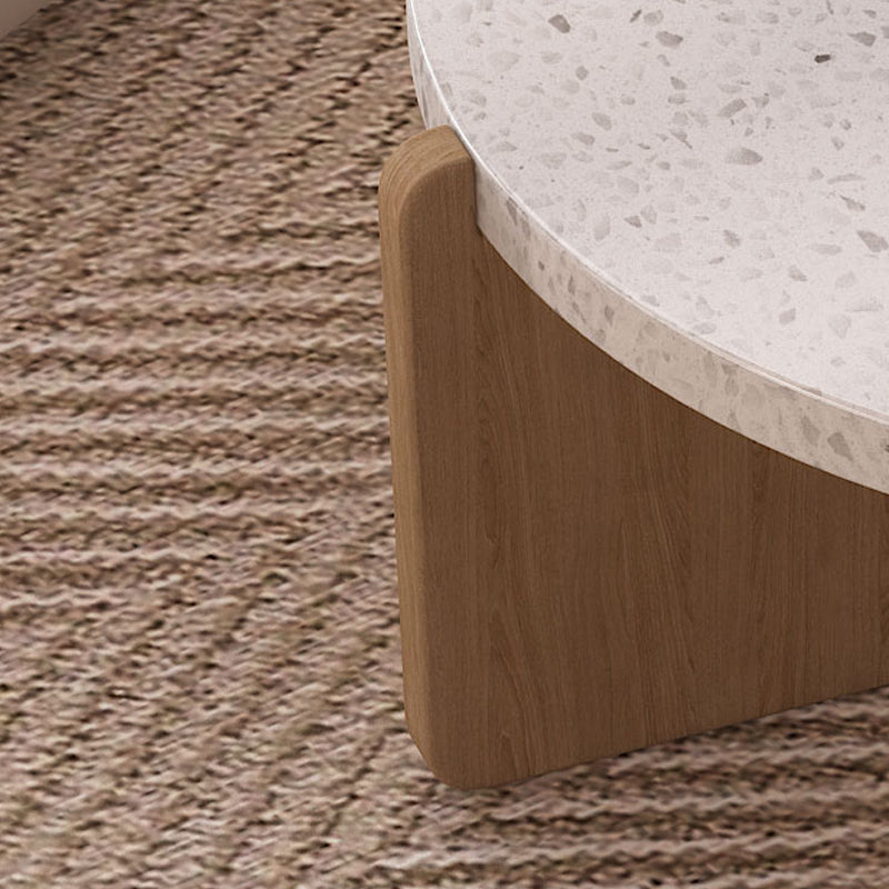 14"H Contemporary Coffee Table 3 Legs Round White Coffee Cocktail Table