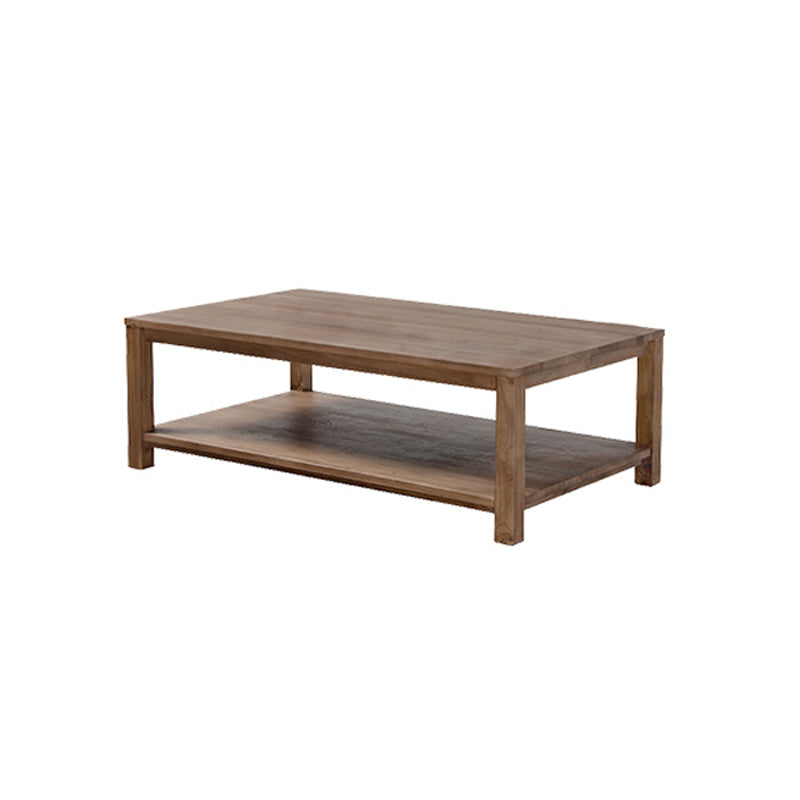 17"H Contemporary Coffee Table Solid Wood Coffee Cocktail Table with Storage
