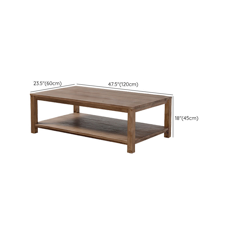 17"H Contemporary Coffee Table Solid Wood Coffee Cocktail Table with Storage