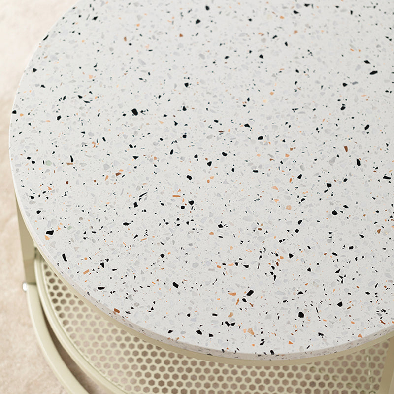 16"H Contemporary Coffee Table White Coffee Cocktail Table with Storage