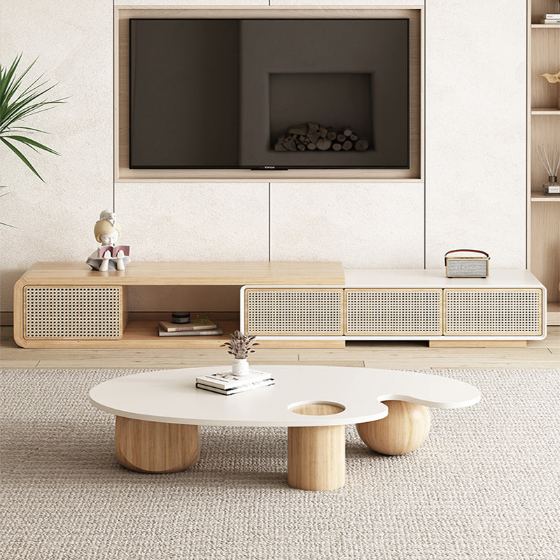 11"H Contemporary Coffee Table Solid Wood White Coffee Cocktail Table