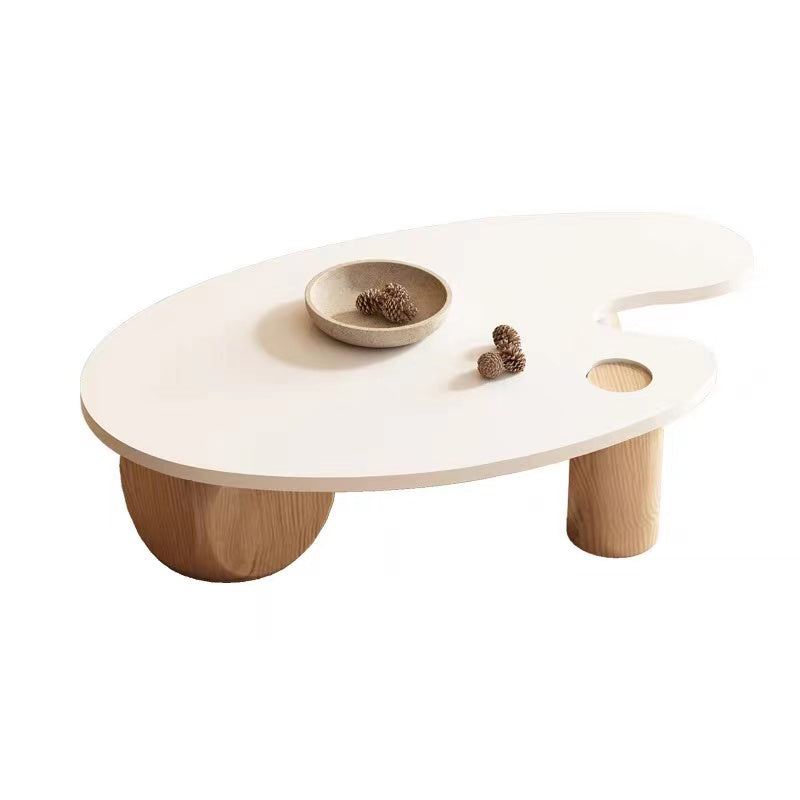 11"H Contemporary Coffee Table Solid Wood White Coffee Cocktail Table