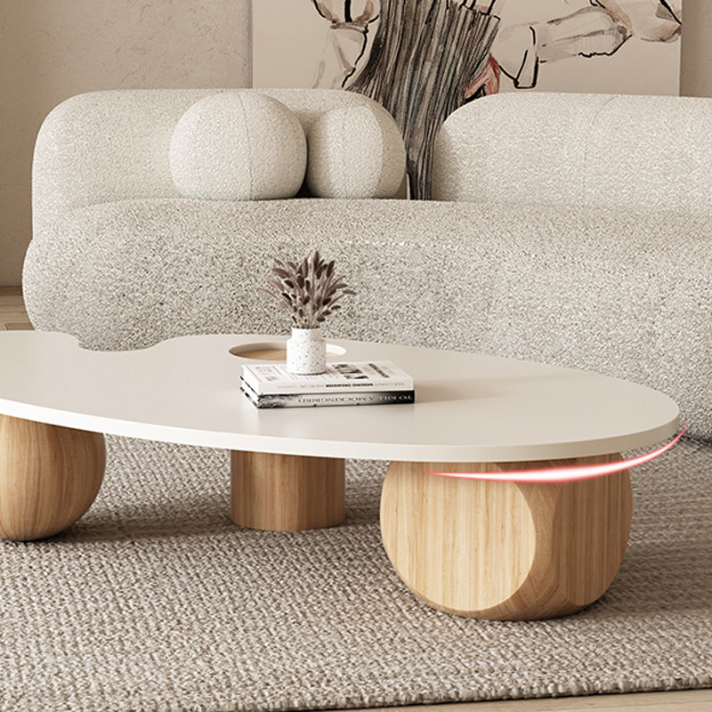 11"H Contemporary Coffee Table Solid Wood White Coffee Cocktail Table