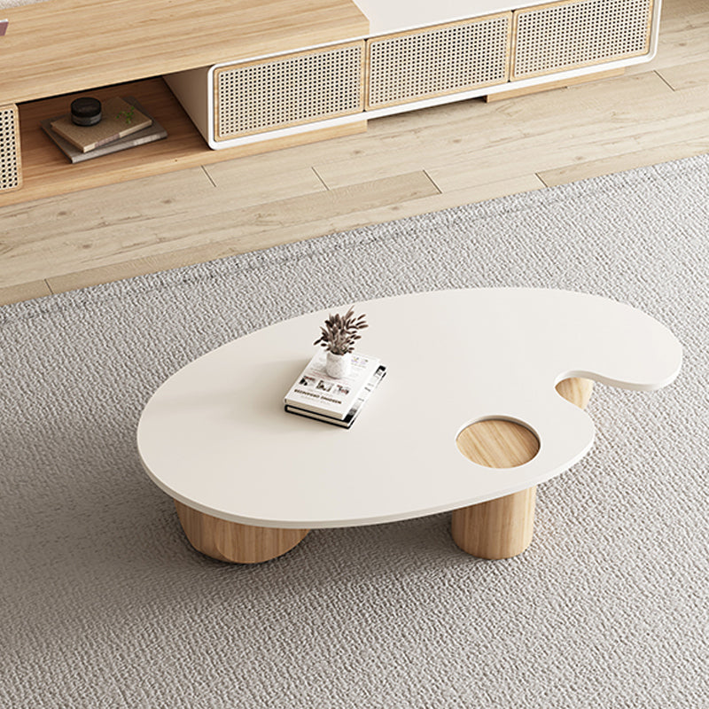 11"H Contemporary Coffee Table Solid Wood White Coffee Cocktail Table