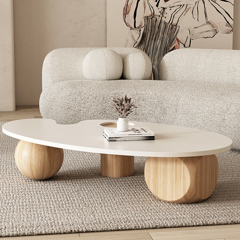 11"H Contemporary Coffee Table Solid Wood White Coffee Cocktail Table