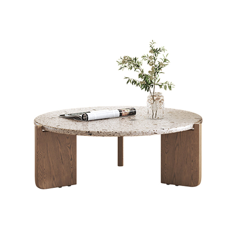 Contemporary Coffee Table 3 Legs Round Slate Coffee Cocktail Table
