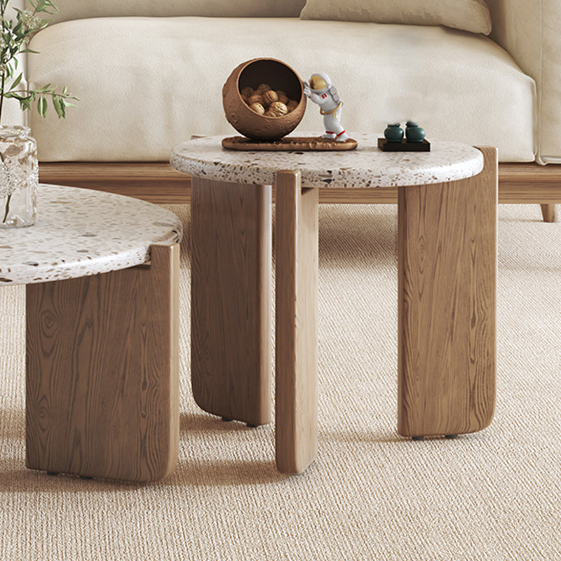 Contemporary Coffee Table 3 Legs Round Slate Coffee Cocktail Table