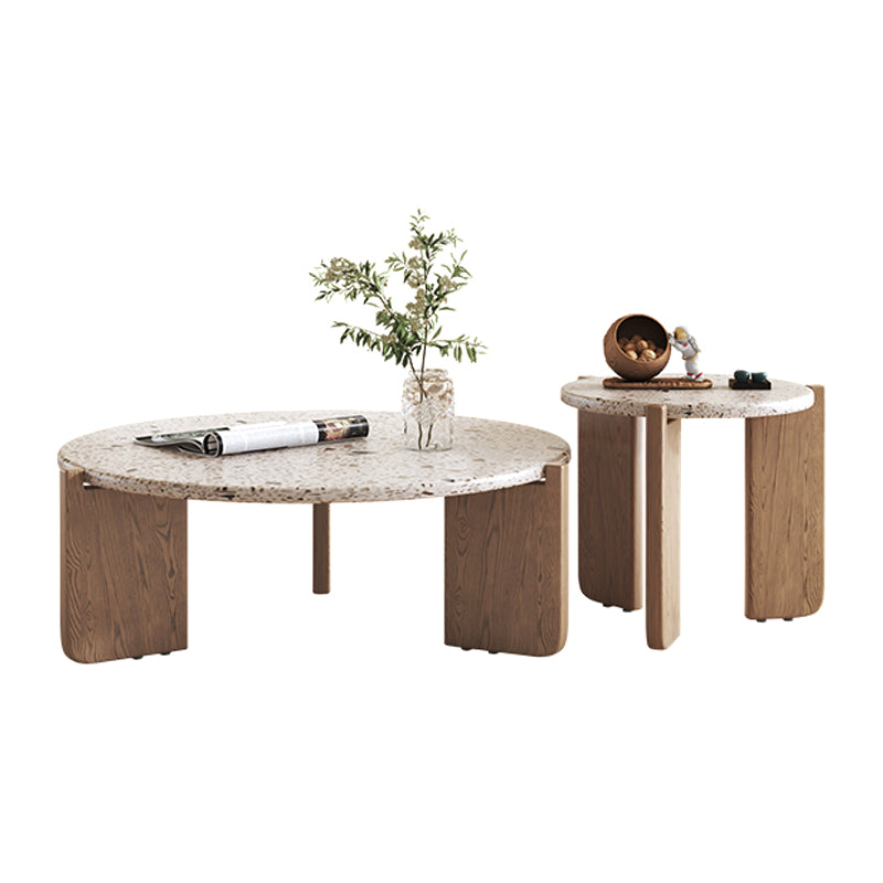Contemporary Coffee Table 3 Legs Round Slate Coffee Cocktail Table